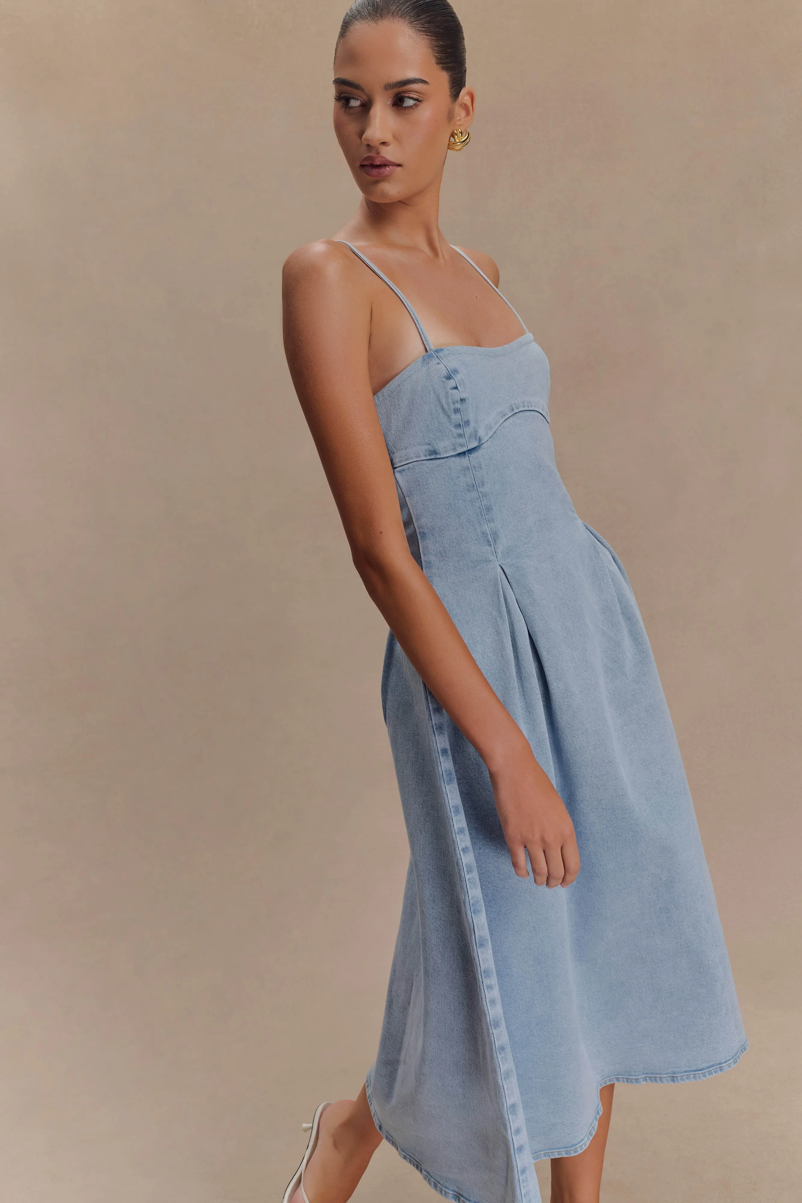 Harlyn Denim Midi Dress - Light Blue sold by Meshki product image thumbnail 4