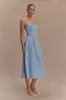 Harlyn Denim Midi Dress - Light Blue sold by Meshki