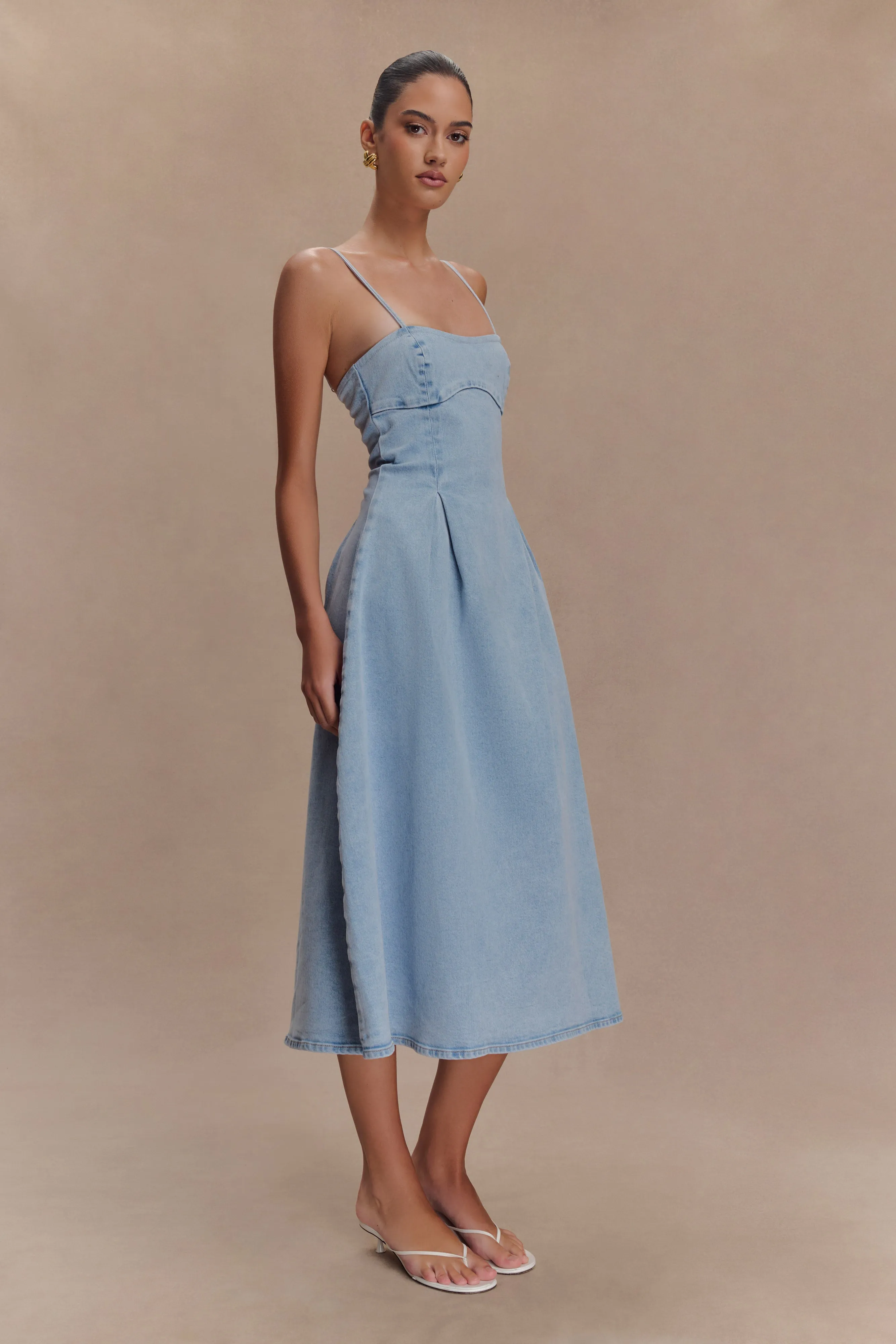 Harlyn Denim Midi Dress - Light Blue sold by Meshki product image thumbnail 5