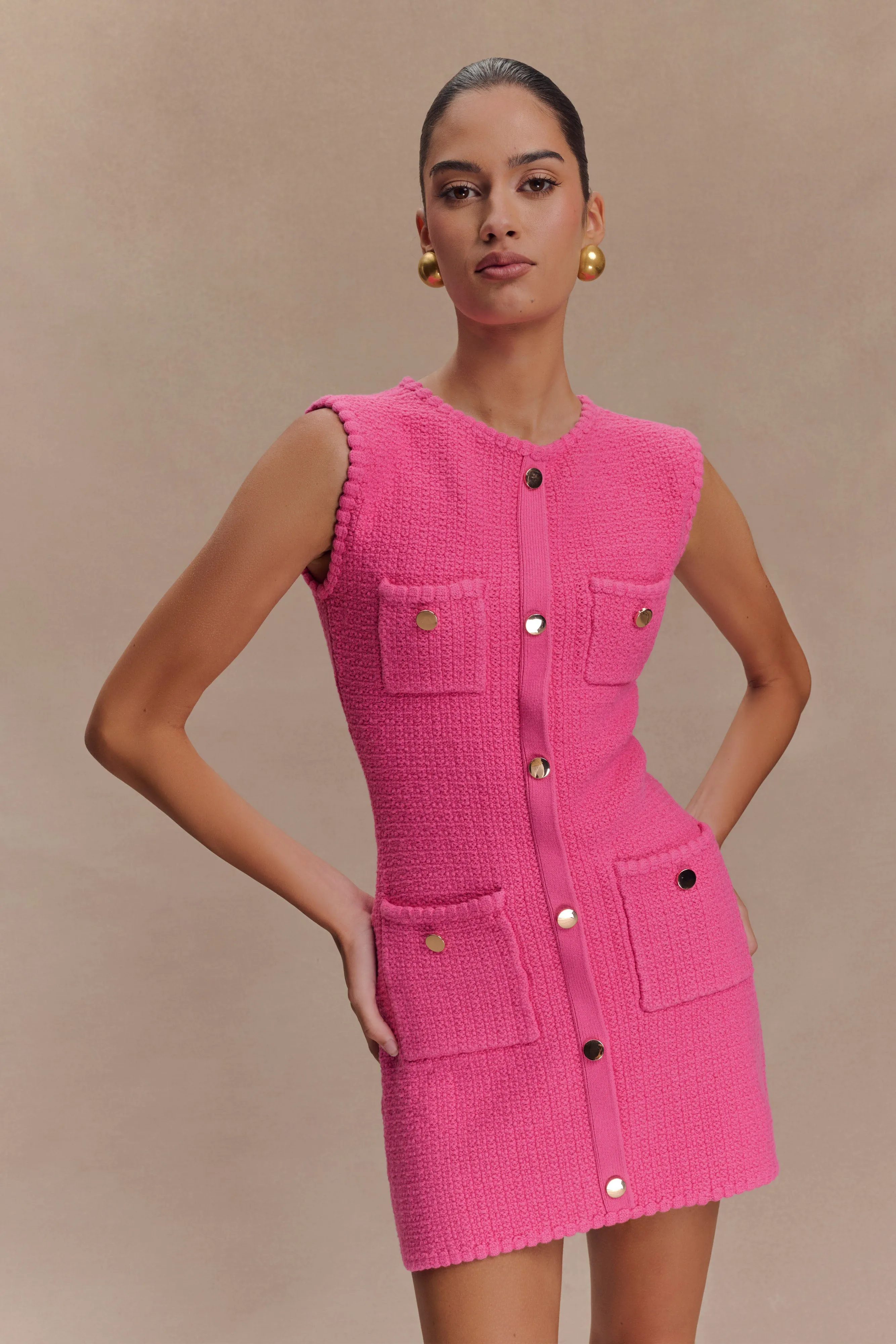 Mia Knit Mini Dress - Pink sold by Meshki