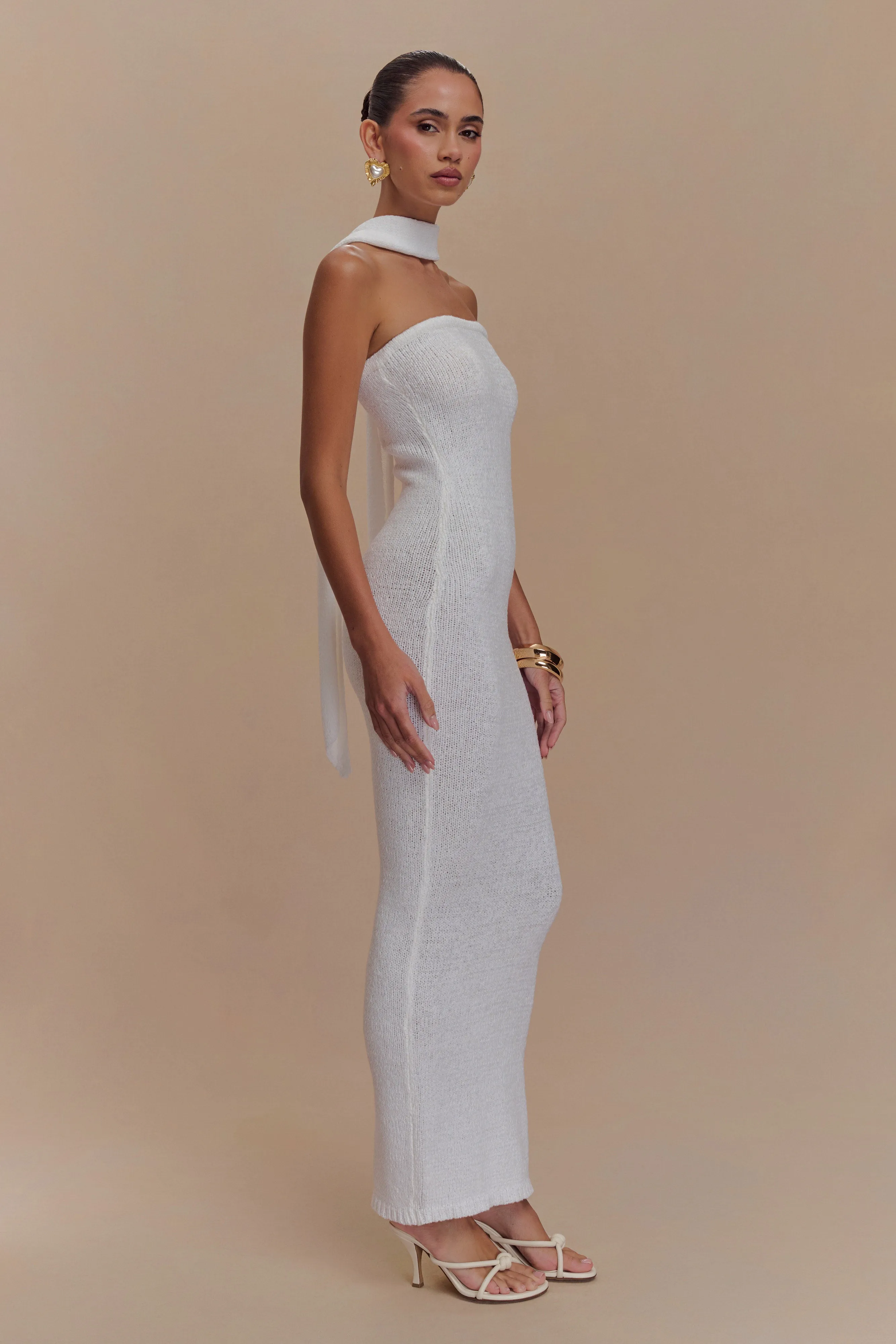 Andrea Strapless Knit Maxi Dress - White sold by Meshki product image thumbnail 4
