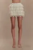 Margaret Lace Ruffle Mini Skort - Cream sold by Meshki