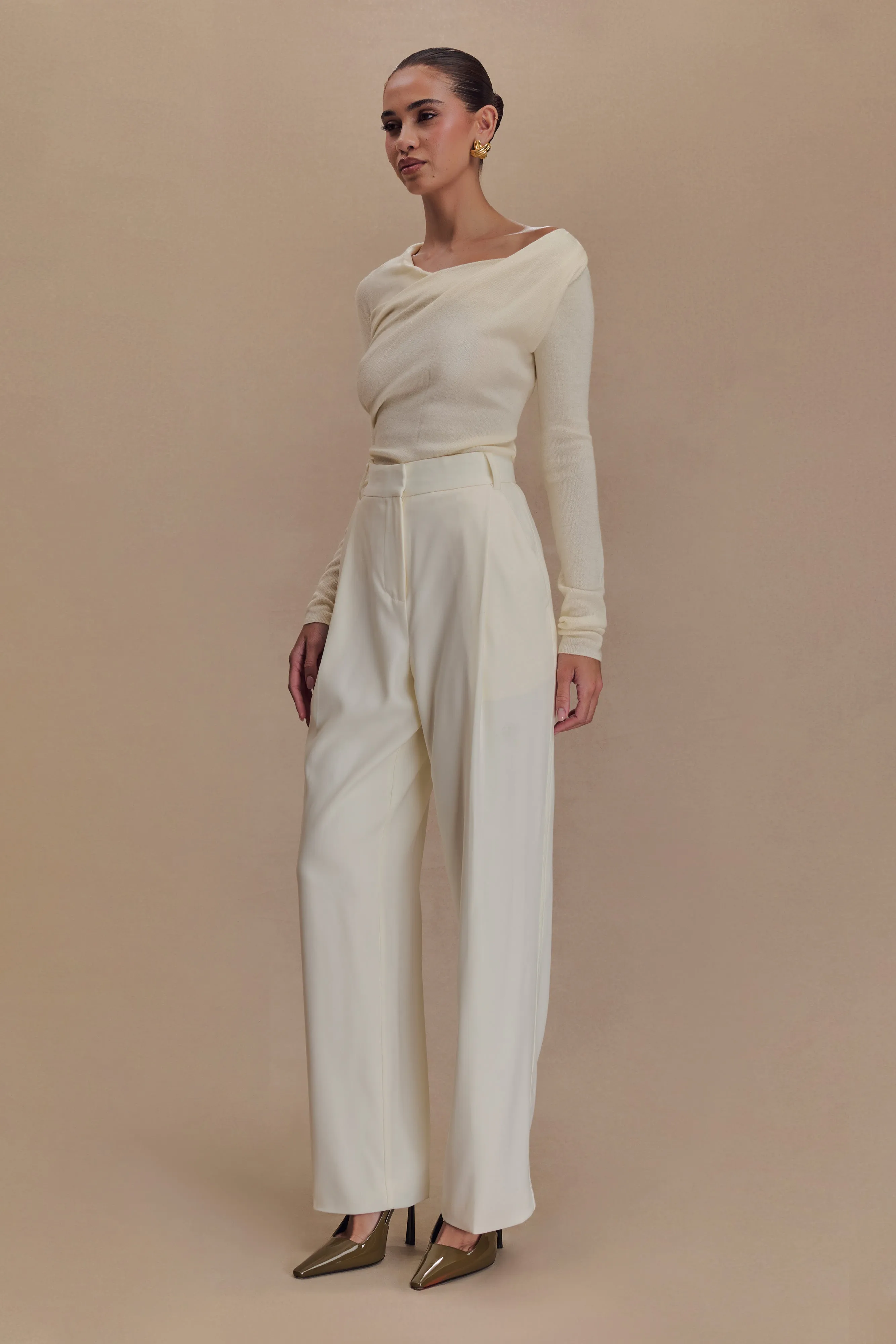 Culver Draped Twist Knit Top - Cream sold by Meshki product image thumbnail 3