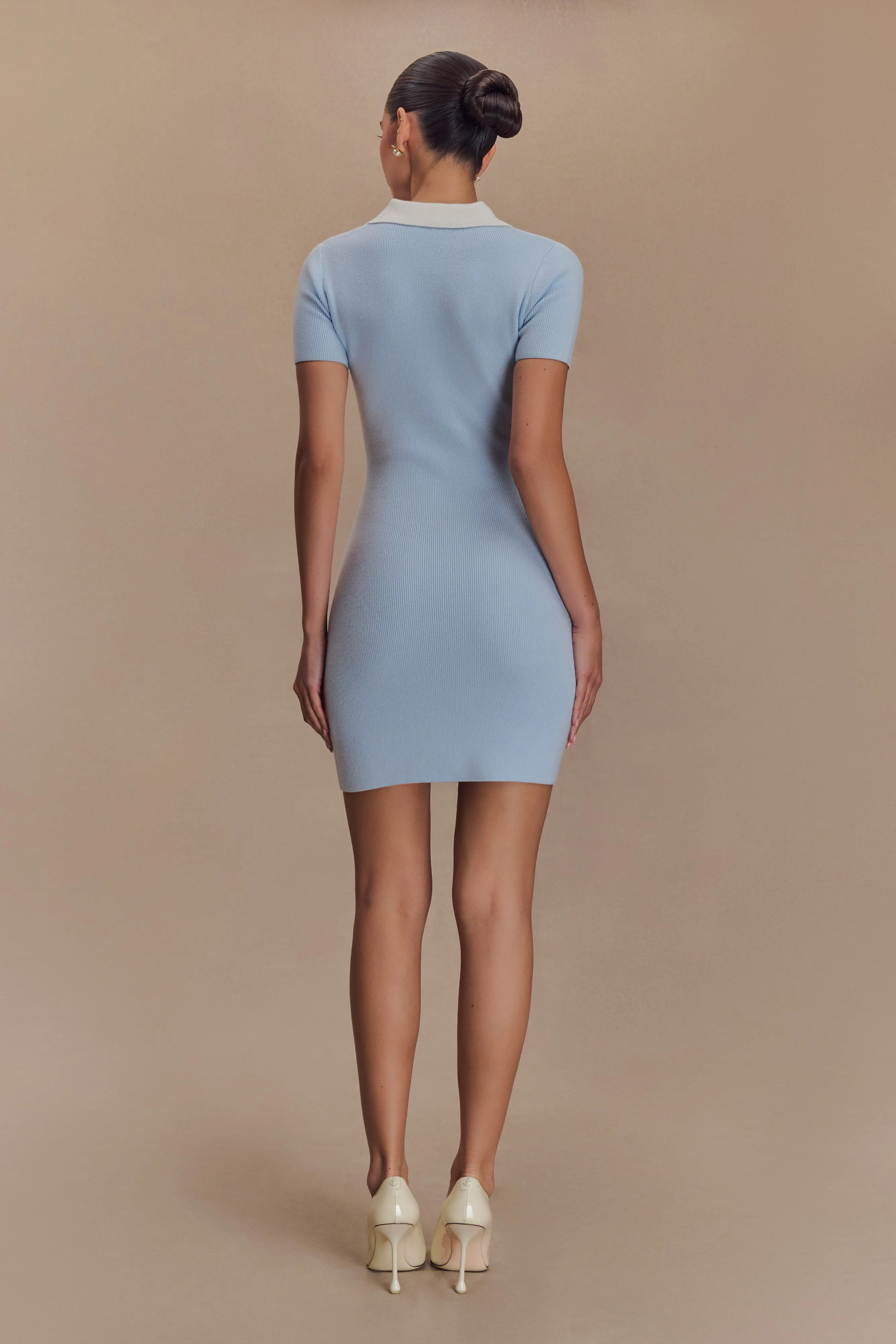 Seema Contrast Mini Dress - Light Blue/White sold by Meshki product image thumbnail 2