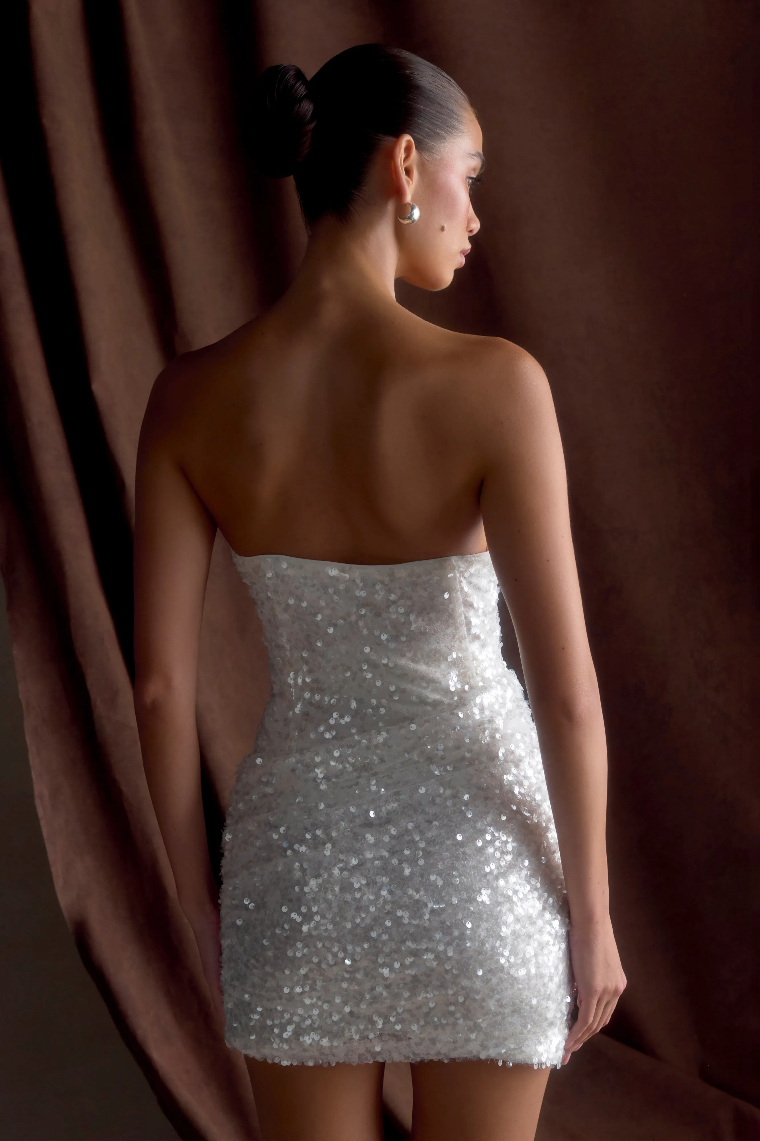 Nala Strapless Sequin Mini Dress - White sold by Meshki product image thumbnail 2