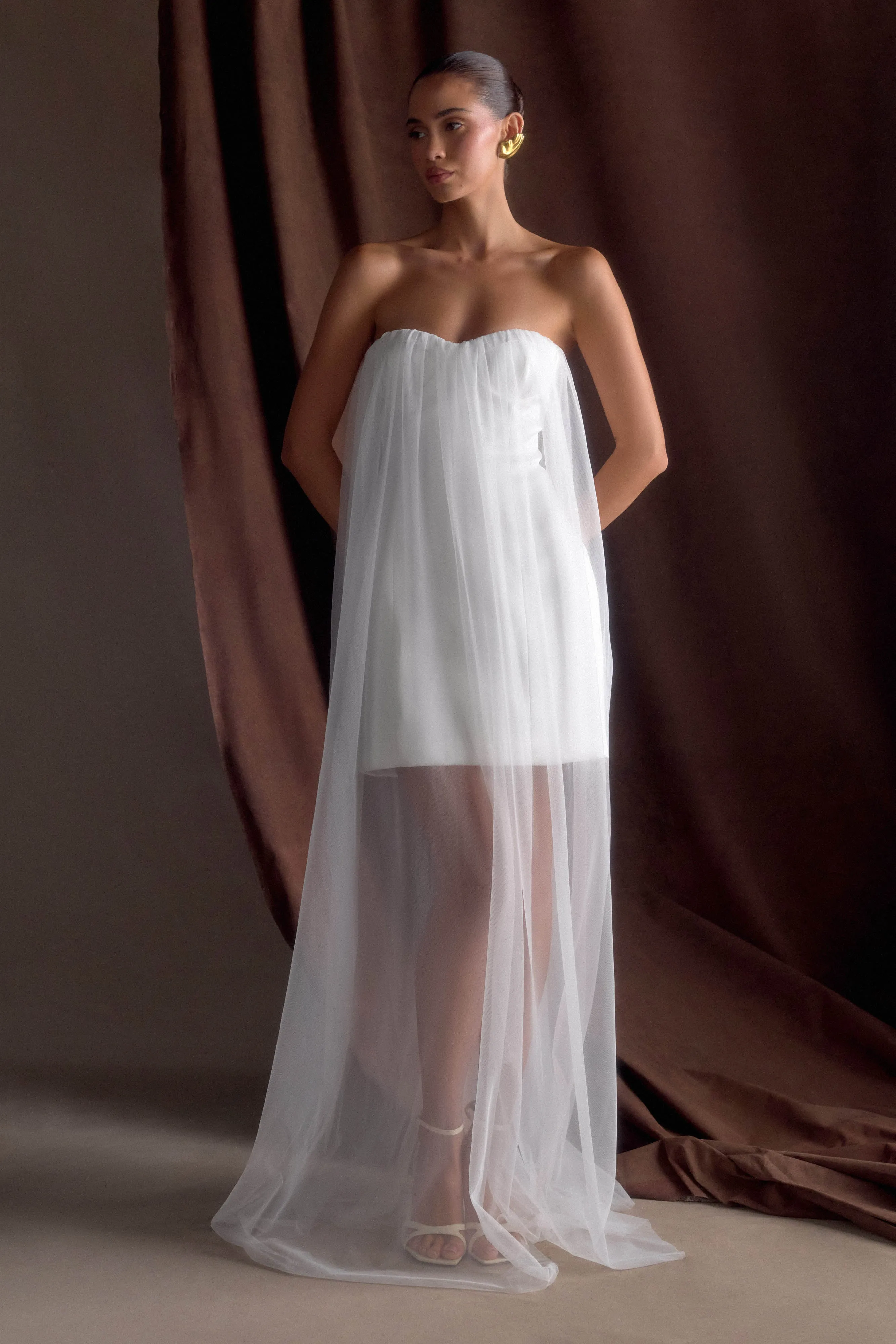 Bettany Chiffon Strapless Maxi Dress - White sold by Meshki product image thumbnail 4