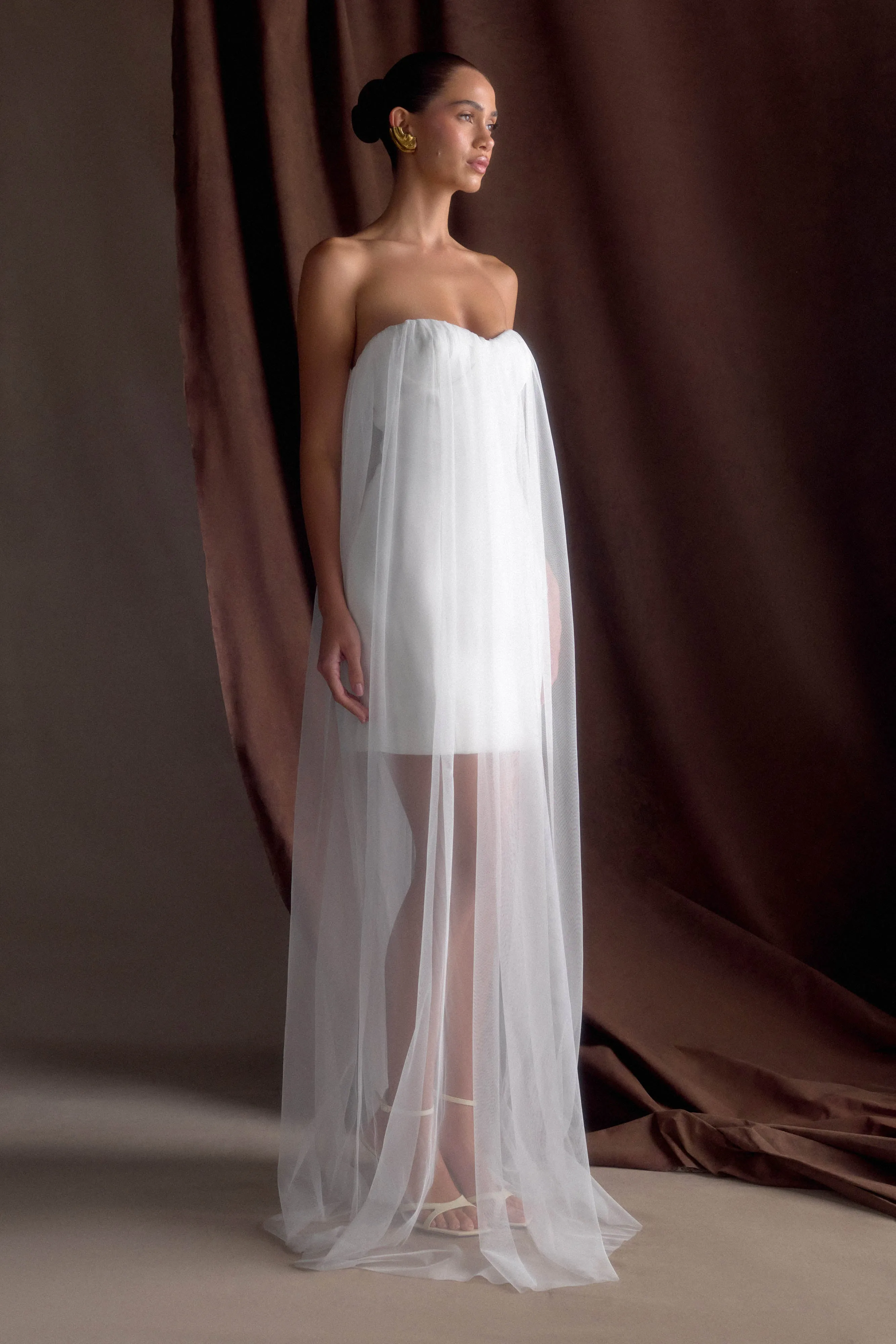 Bettany Chiffon Strapless Maxi Dress - White sold by Meshki product image thumbnail 5