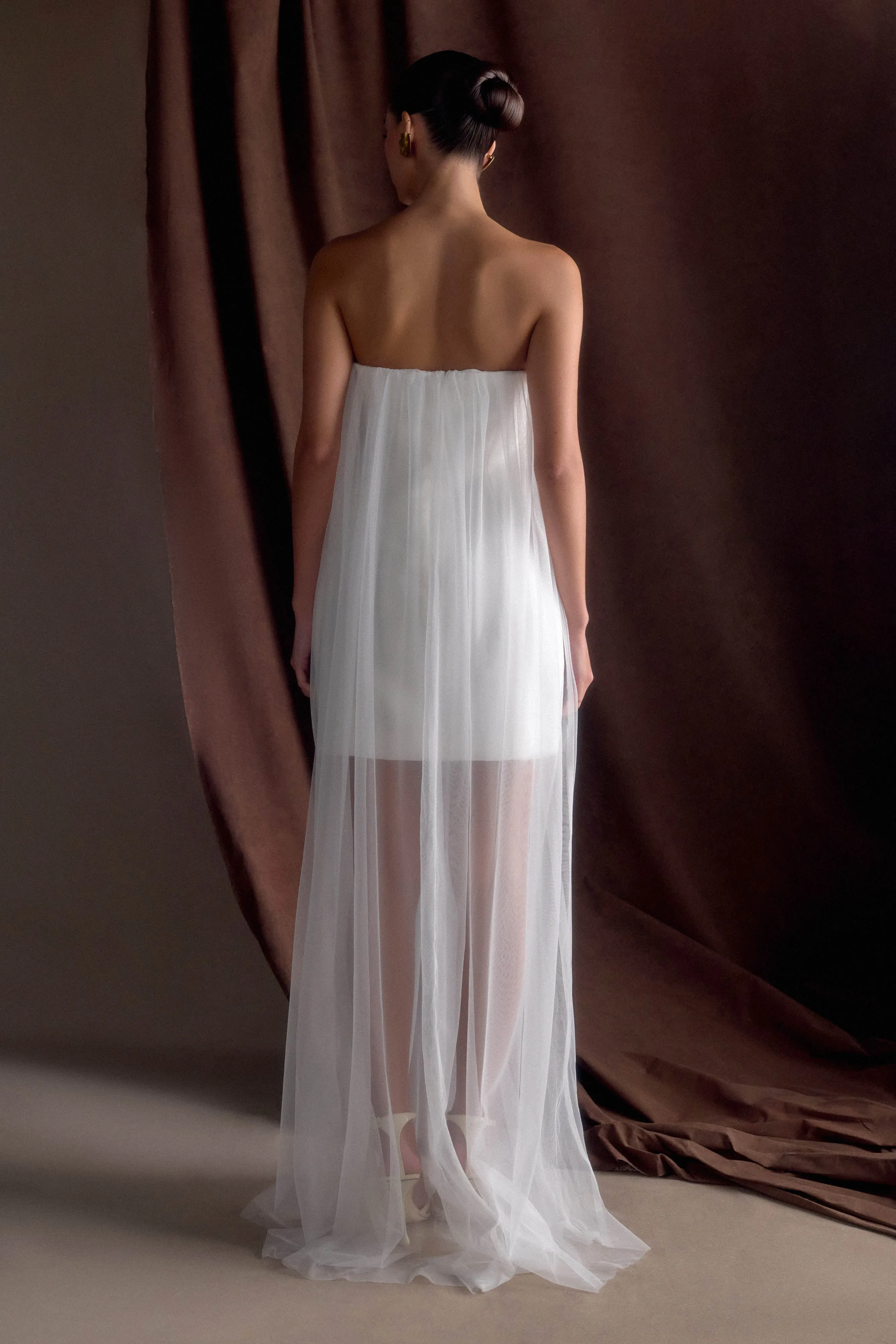 Bettany Chiffon Strapless Maxi Dress - White sold by Meshki product image thumbnail 2