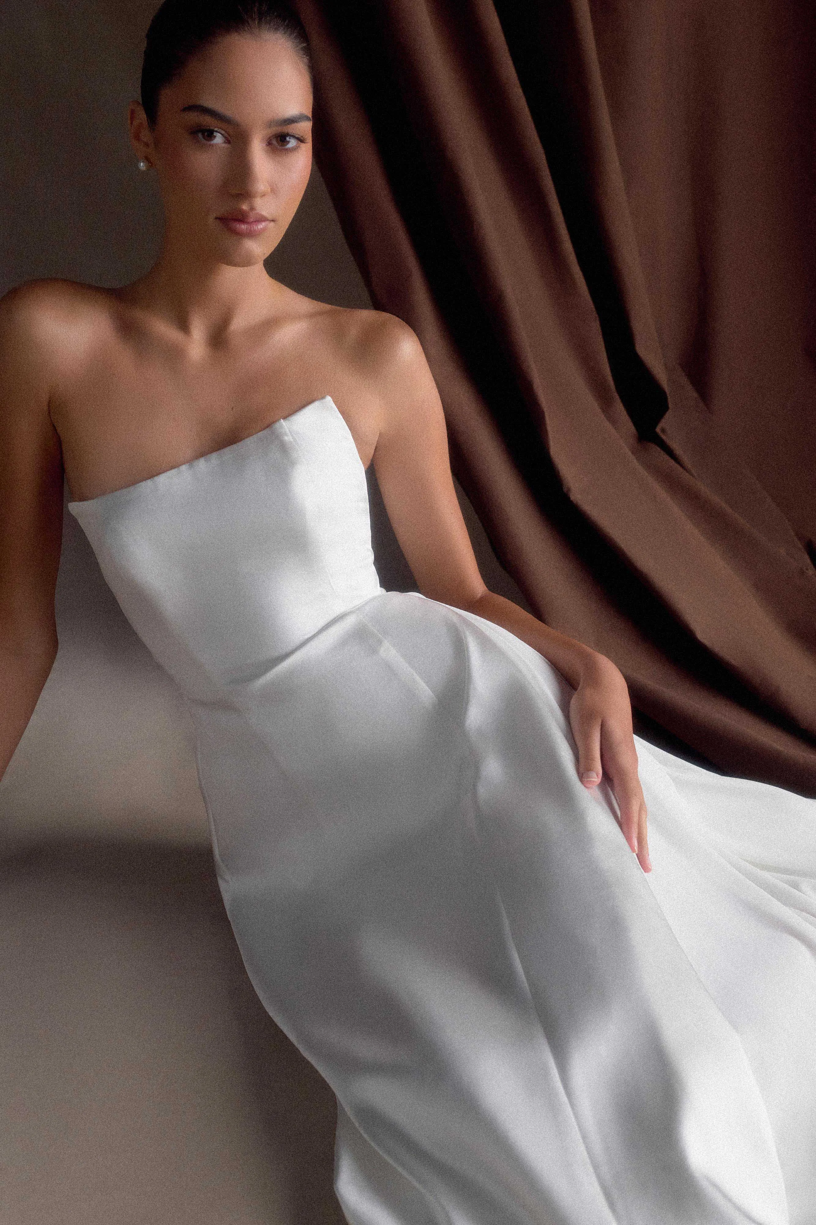 Rosella Satin Strapless Maxi Dress - White sold by Meshki product image thumbnail 3
