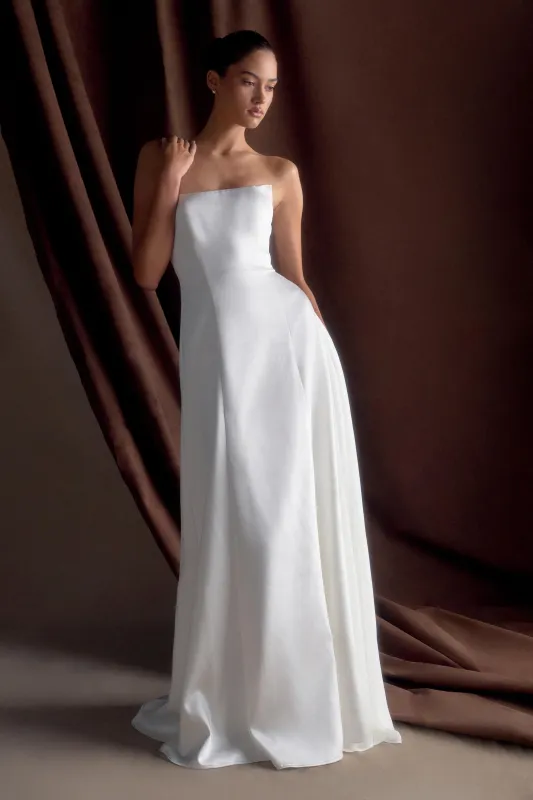 Rosella Satin Strapless Maxi Dress - White sold by Meshki