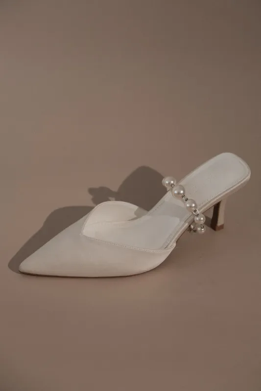 Karla Pearl Mule - Ivory sold by Meshki