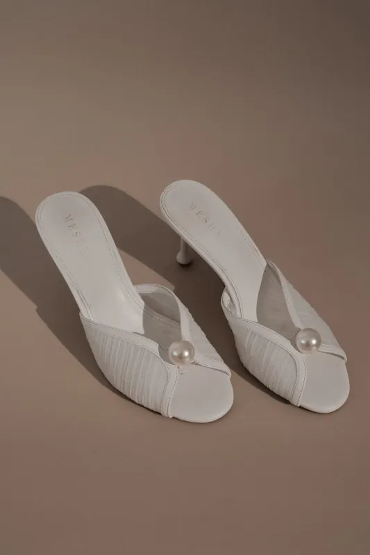 Reena Pearl Mesh Mule - Ivory made by Meshki