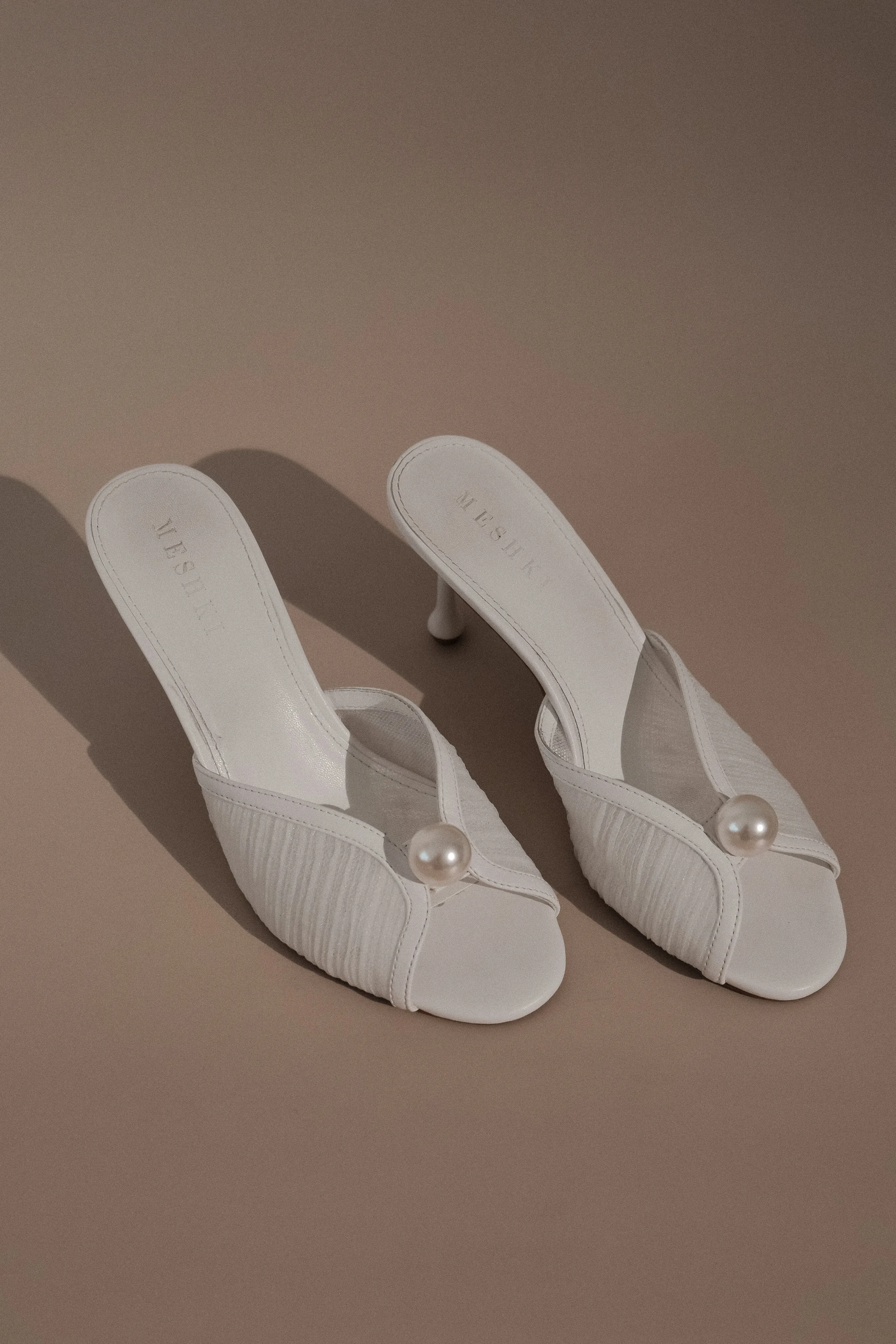 Reena Pearl Mesh Mule - Ivory sold by Meshki