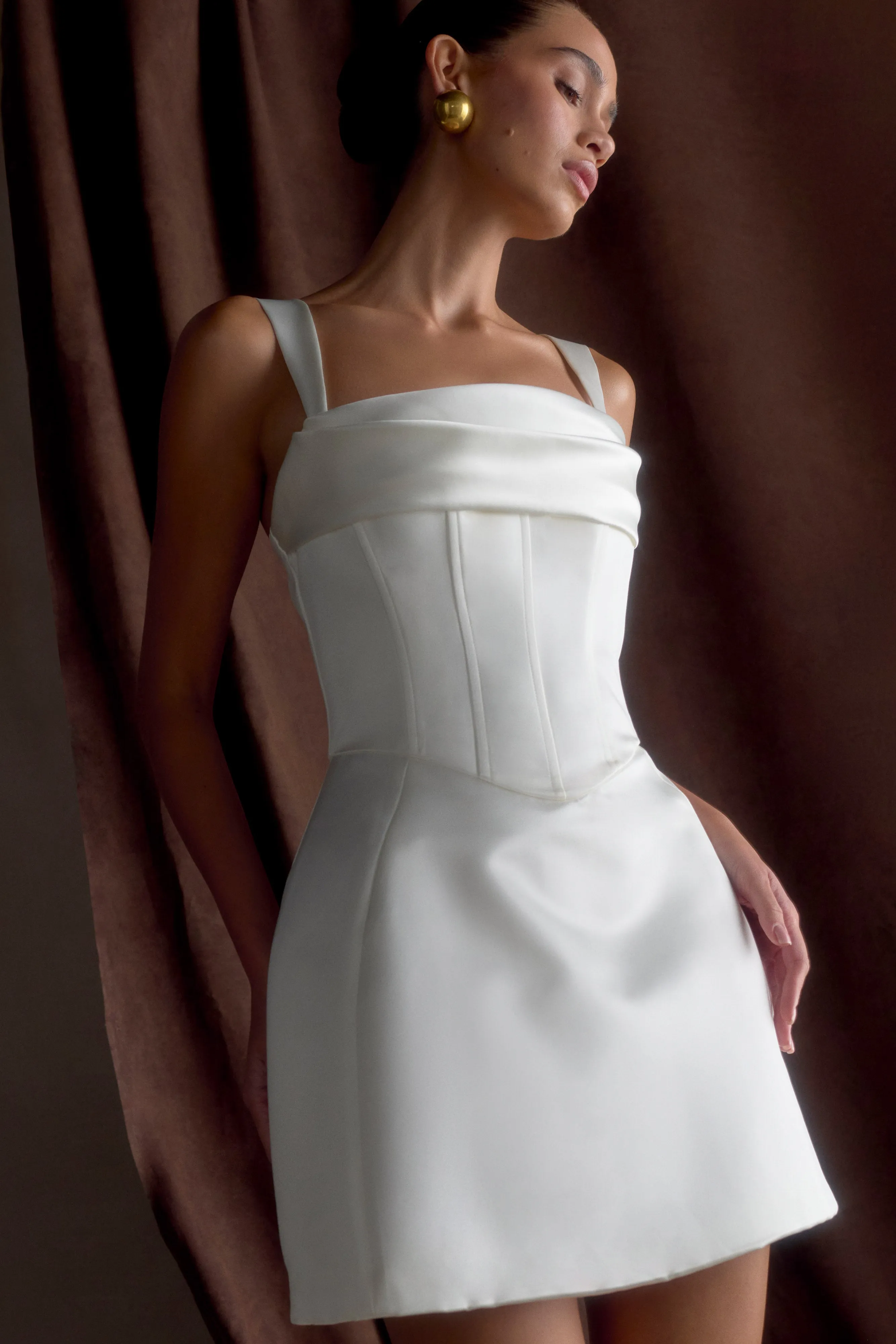 Isabel Satin Corset Mini Dress - White sold by Meshki product image thumbnail 5
