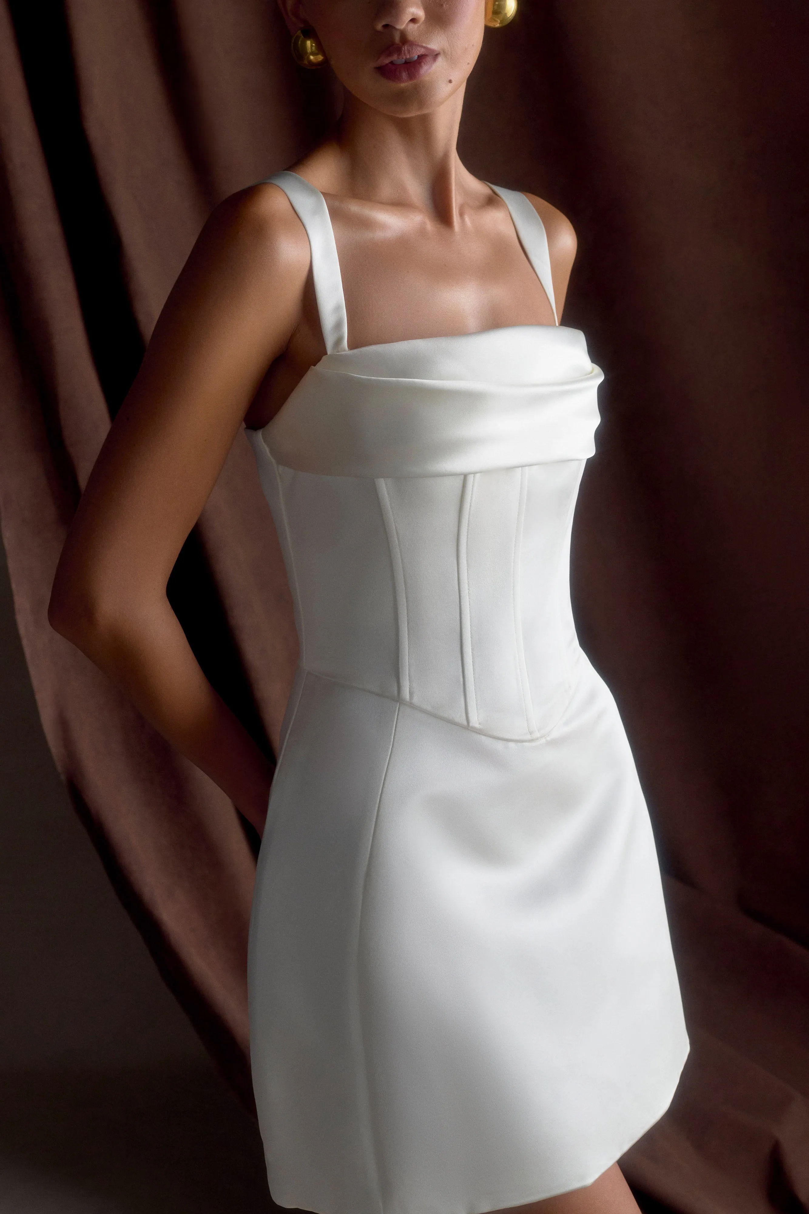 Isabel Satin Corset Mini Dress - White sold by Meshki product image thumbnail 3