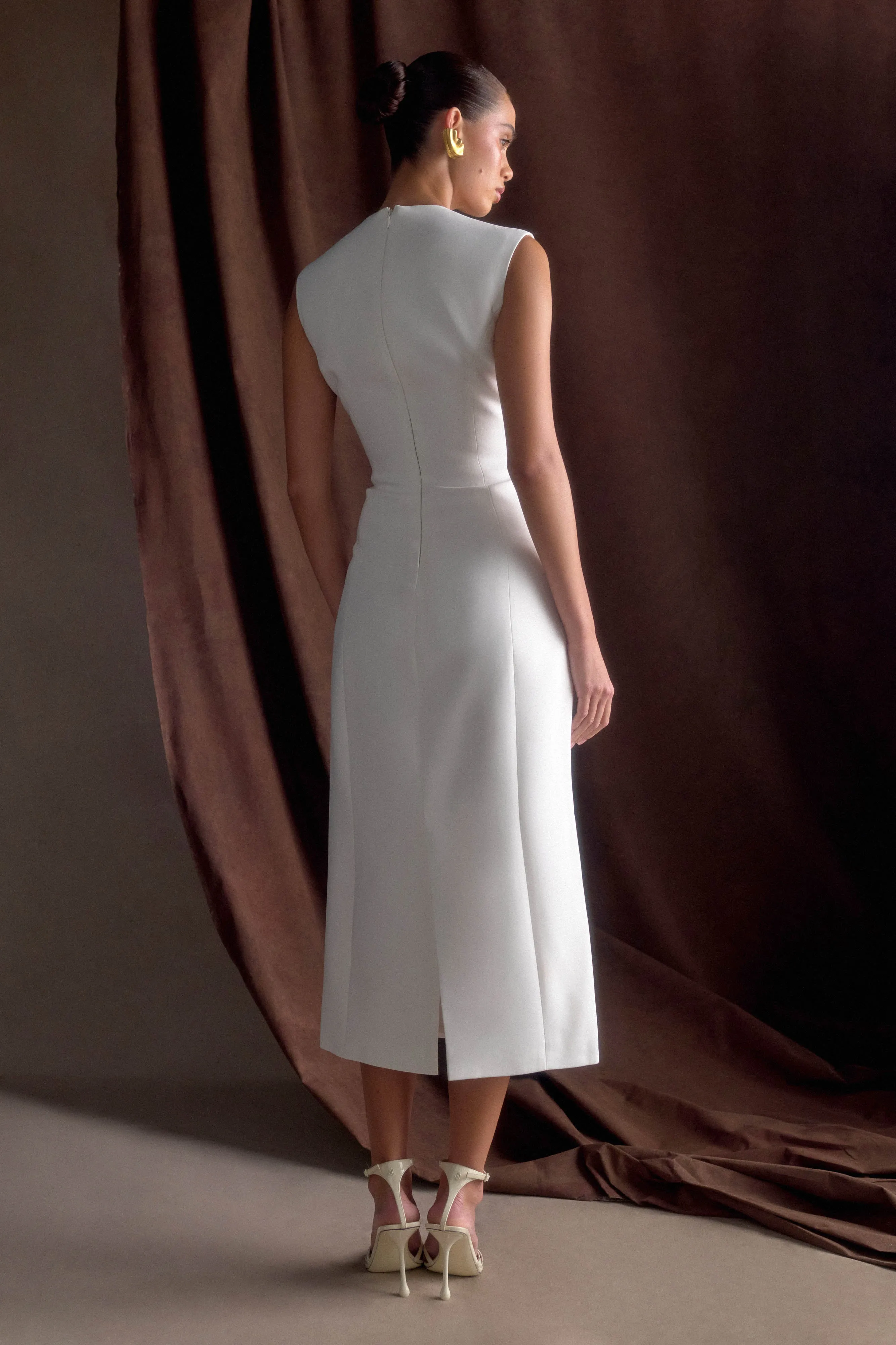 Audrine Suiting Sleeveless Midi Dress - Ivory sold by Meshki product image thumbnail 2