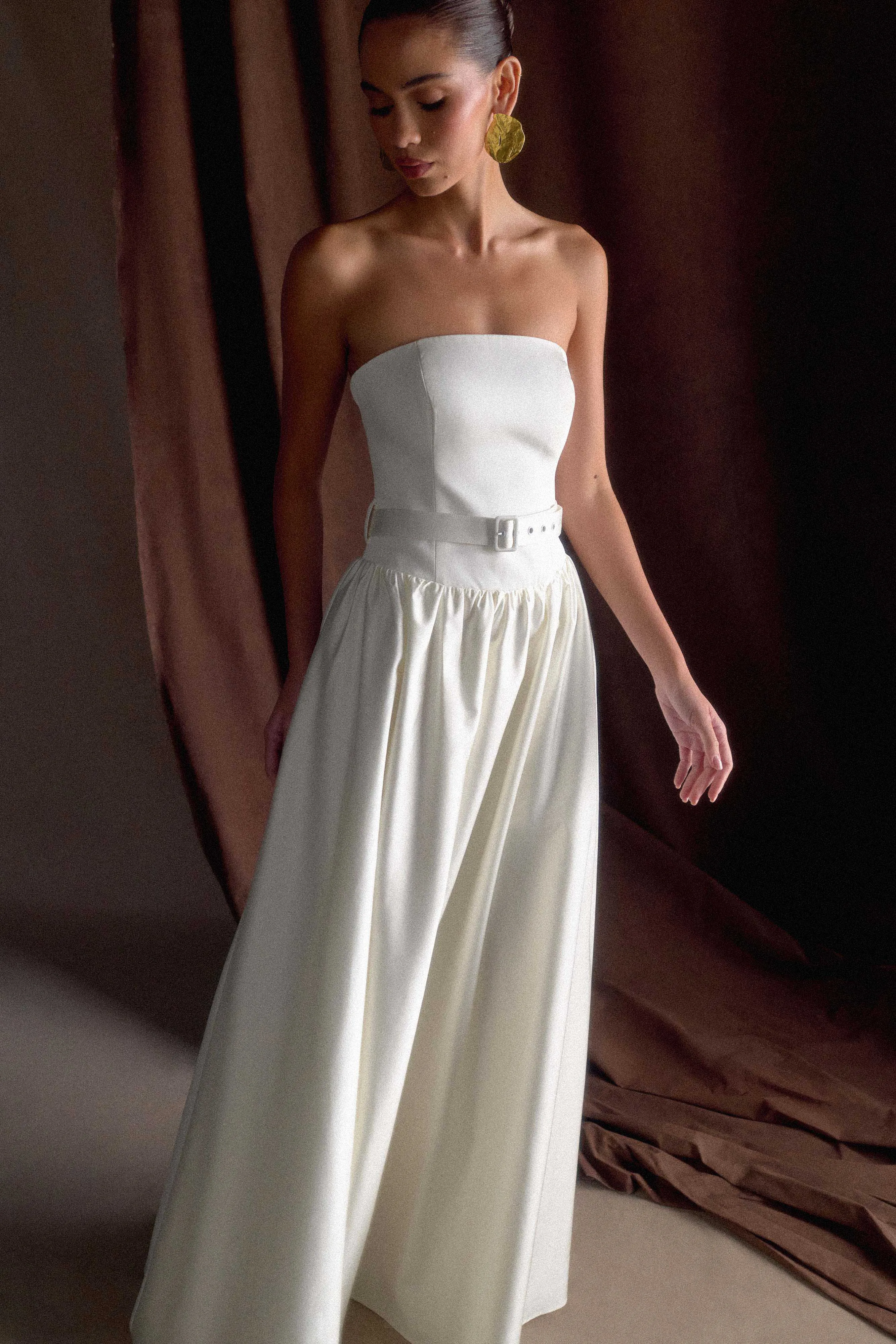 Florence Strapless Belted Maxi Dress - White sold by Meshki product image thumbnail 3