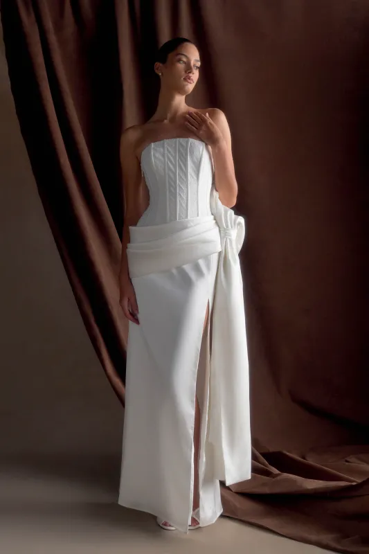 Galia Satin Corset Gown - White sold by Meshki