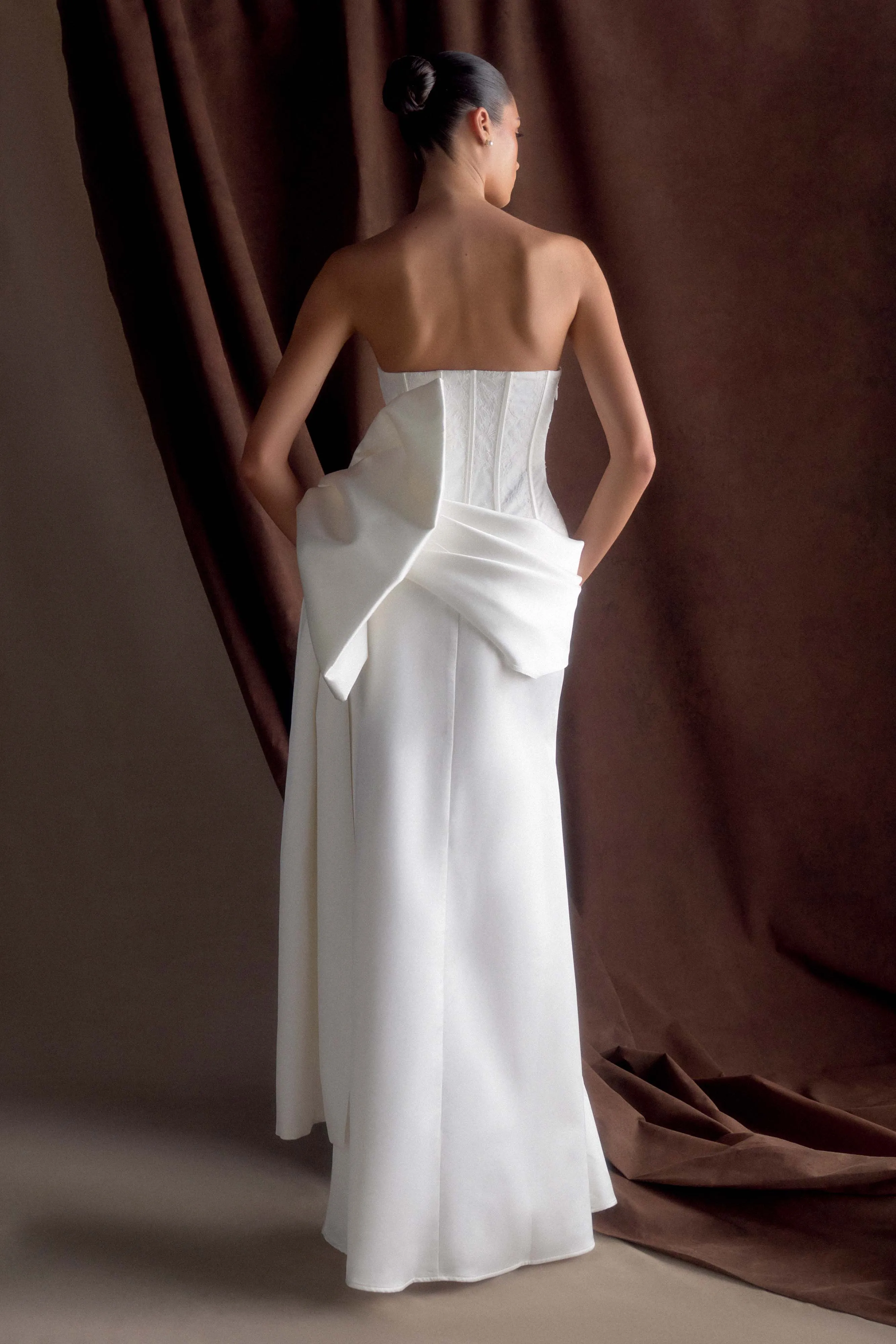 Galia Satin Corset Gown - White sold by Meshki product image thumbnail 5
