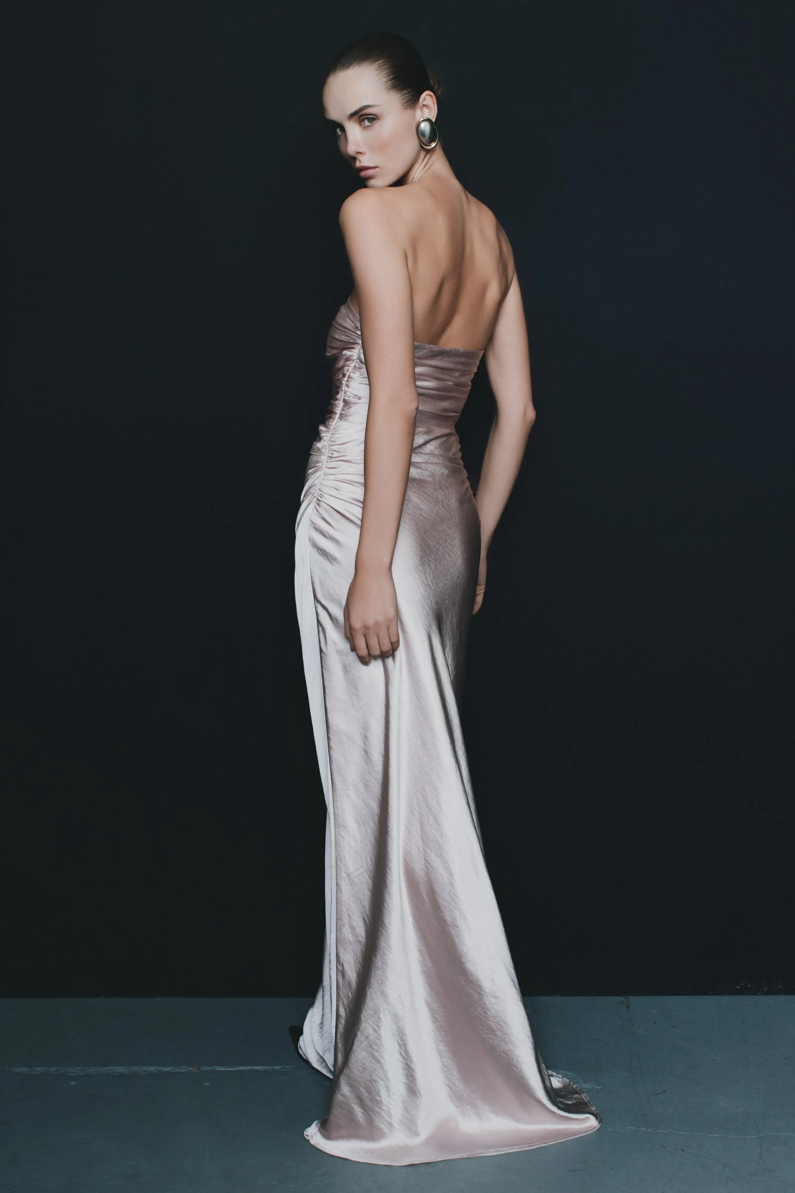 Cedar Strapless Satin Maxi Dress - Soft Pink sold by Meshki product image thumbnail 3