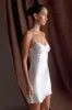 Scarlett Satin Slip Mini Dress - Ivory sold by Meshki