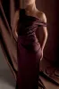 Dalia Off Shoulder Satin Maxi Dress - Dark Chocolate sold by Meshki