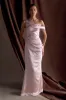 Dalia Off Shoulder Satin Maxi Dress - Soft Pink sold by Meshki