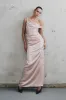 Dalia Off Shoulder Satin Maxi Dress - Soft Pink sold by Meshki