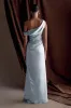 Dalia Off Shoulder Satin Maxi Dress - Frosted Blue sold by Meshki