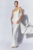 Kailey Low Back Maxi Dress With Detachable Bow Train - White sold by Meshki