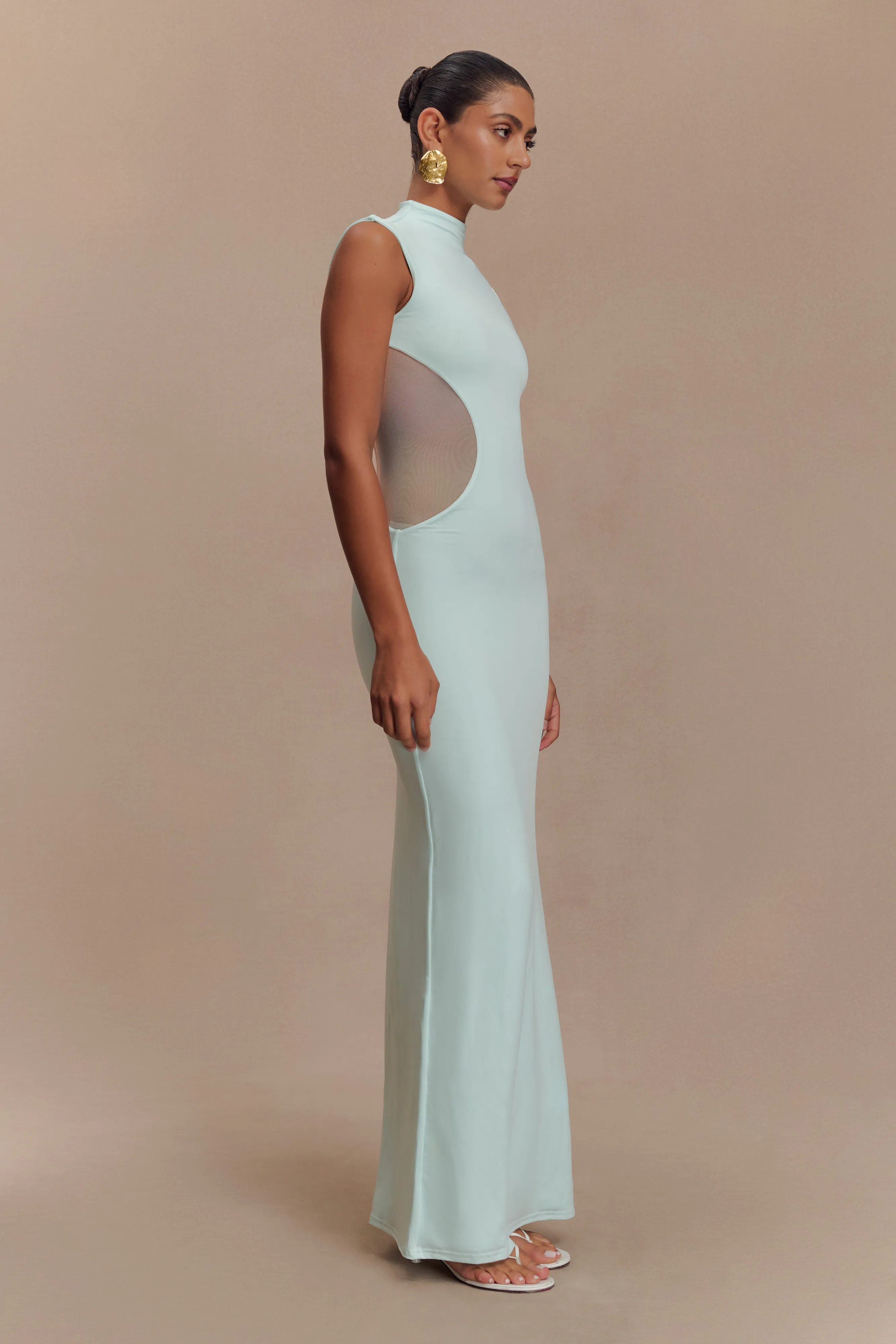 Massie Slinky And Mesh Maxi Dress - Lagoon sold by Meshki product image thumbnail 4