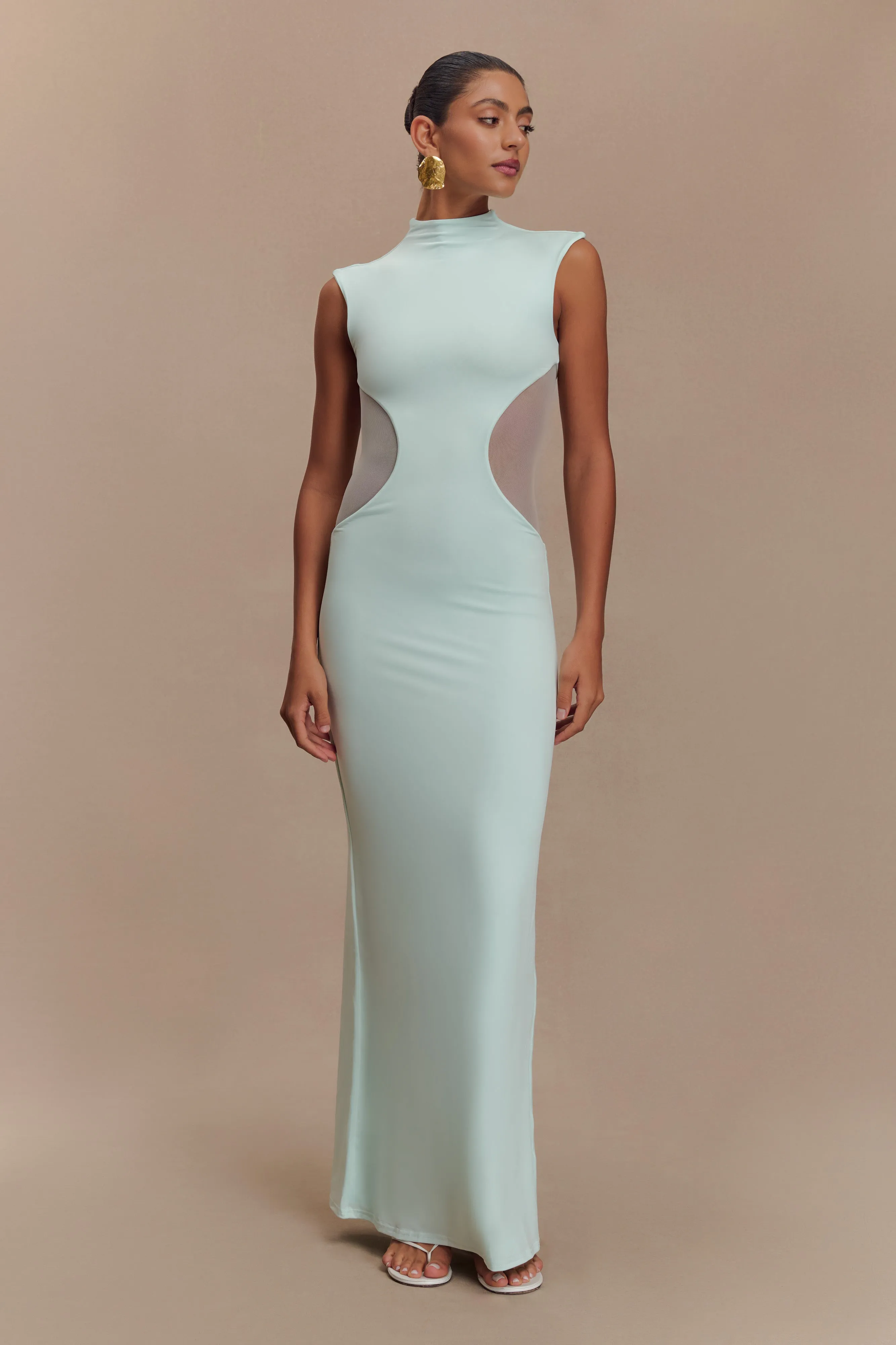 Massie Slinky And Mesh Maxi Dress - Lagoon sold by Meshki product image thumbnail 5