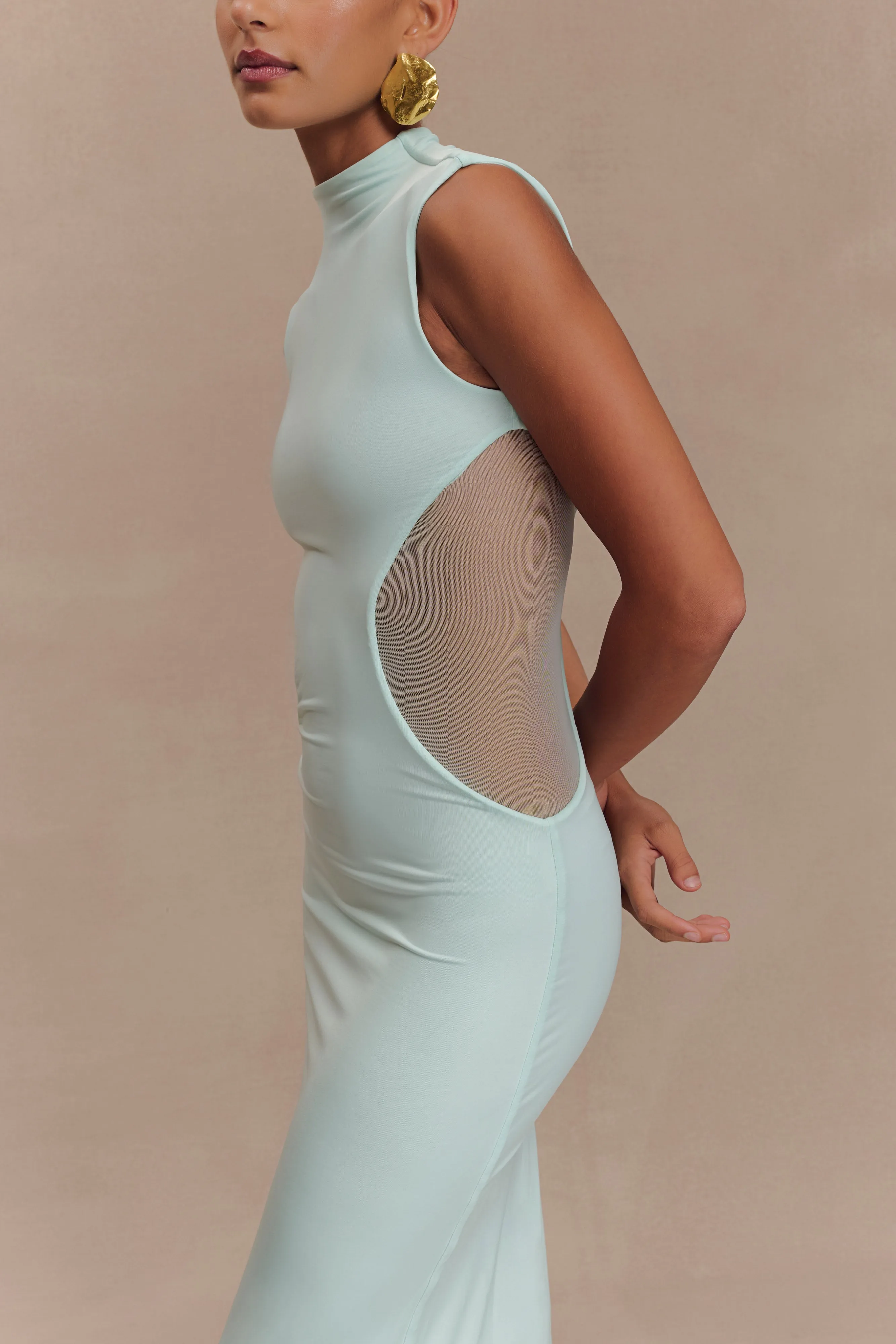 Massie Slinky And Mesh Maxi Dress - Lagoon sold by Meshki product image thumbnail 3