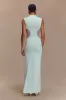 Massie Slinky And Mesh Maxi Dress - Lagoon sold by Meshki