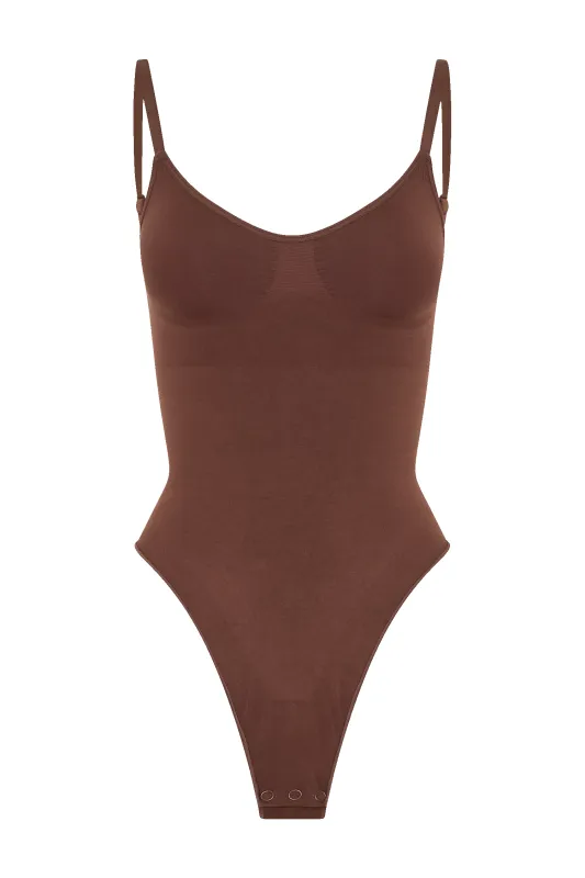Alyssa Backless Shapewear Bodysuit - Espresso sold by Meshki
