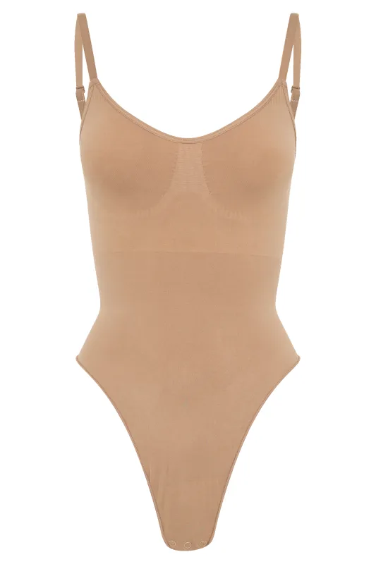 Alyssa Backless Shapewear Bodysuit - Latte sold by Meshki