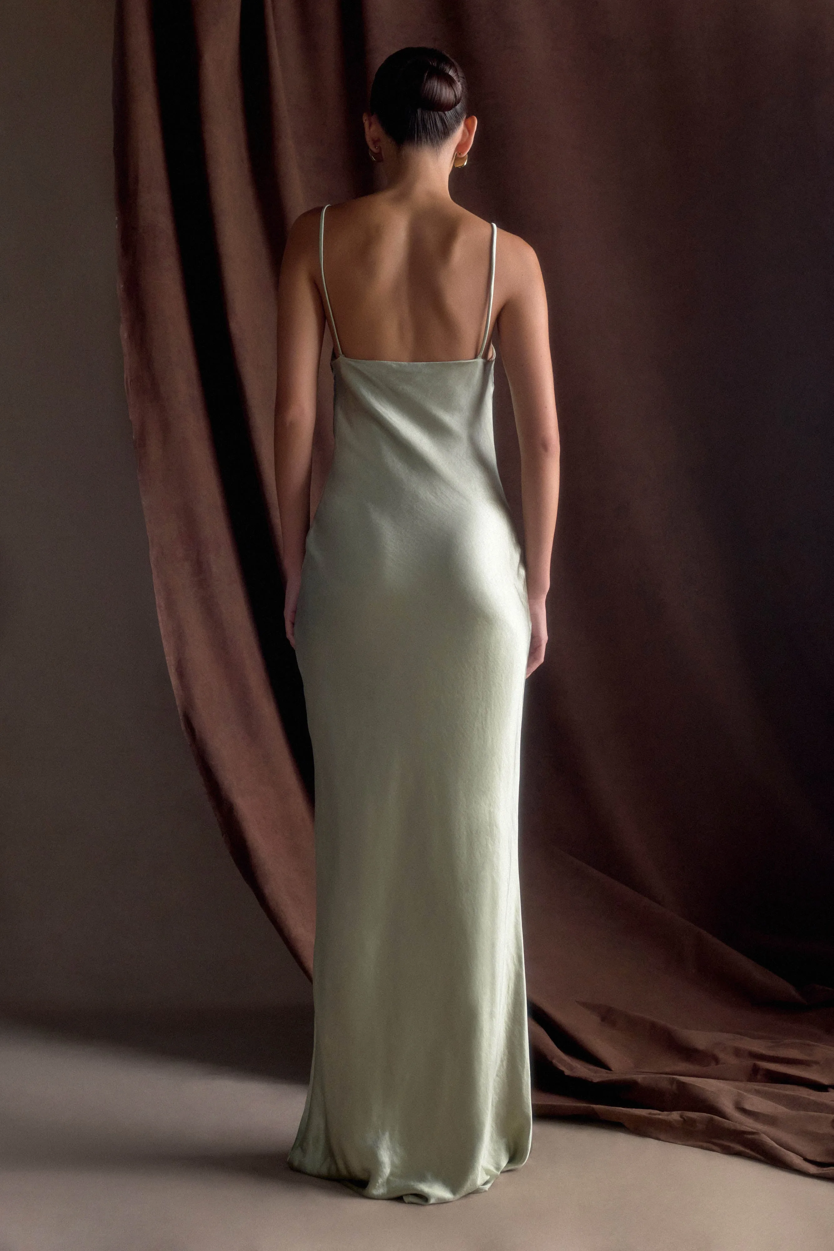 Lilly Sweetheart Satin Maxi Dress - Sage sold by Meshki product image thumbnail 2