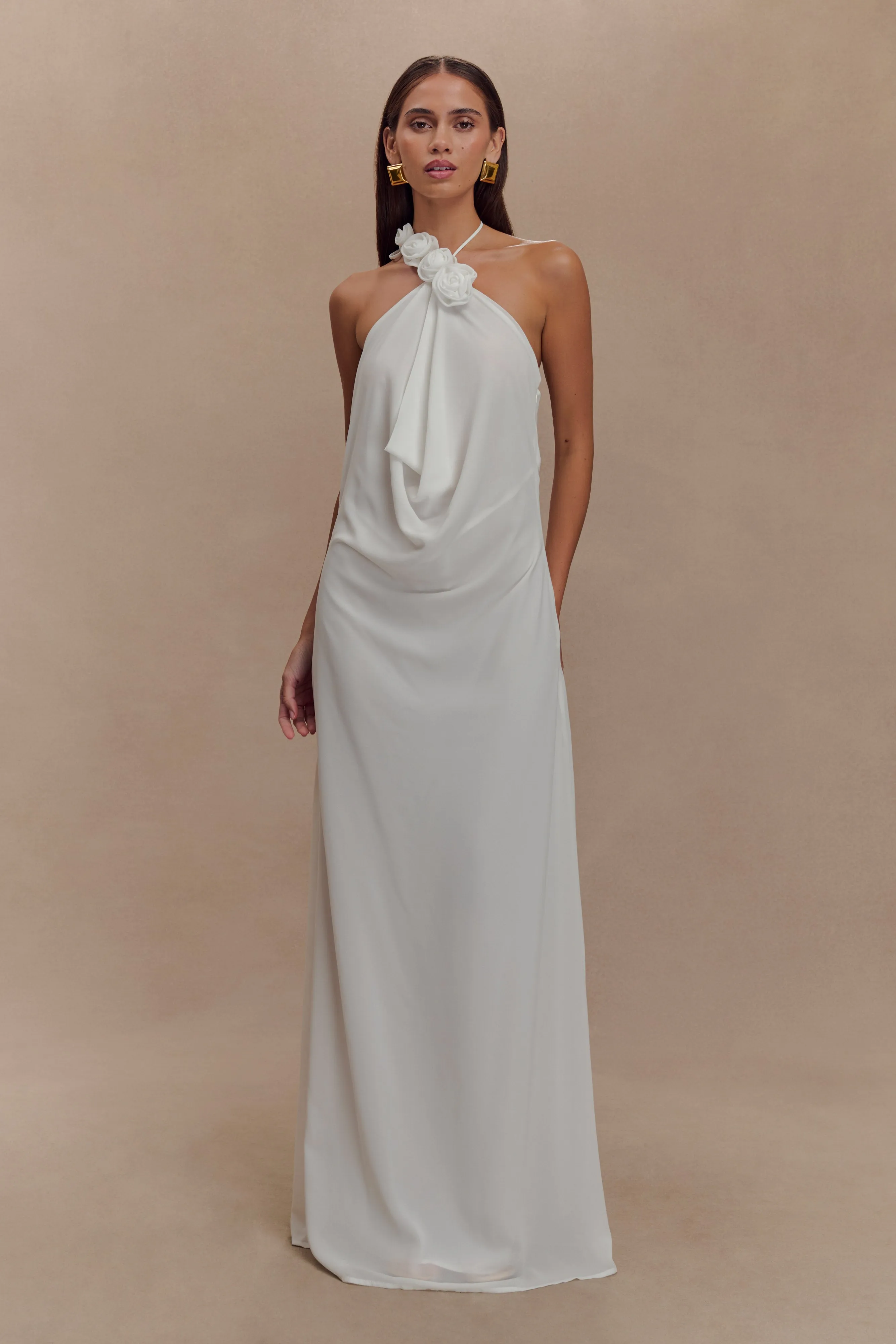 Rosalia Cowl Neck Maxi Dress - White sold by Meshki