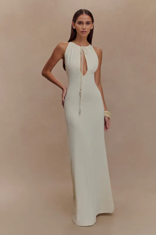 Beryl Slinky Maxi Dress With Pearls - Ivory sold by Meshki