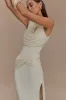Henley Slinky Drape Maxi Dress - Ivory sold by Meshki