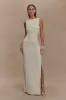 Henley Slinky Drape Maxi Dress - Ivory sold by Meshki