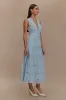 Arla Broderie Midi Skirt - Pale Cornflower Blue sold by Meshki