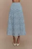 Arla Broderie Midi Skirt - Pale Cornflower Blue sold by Meshki