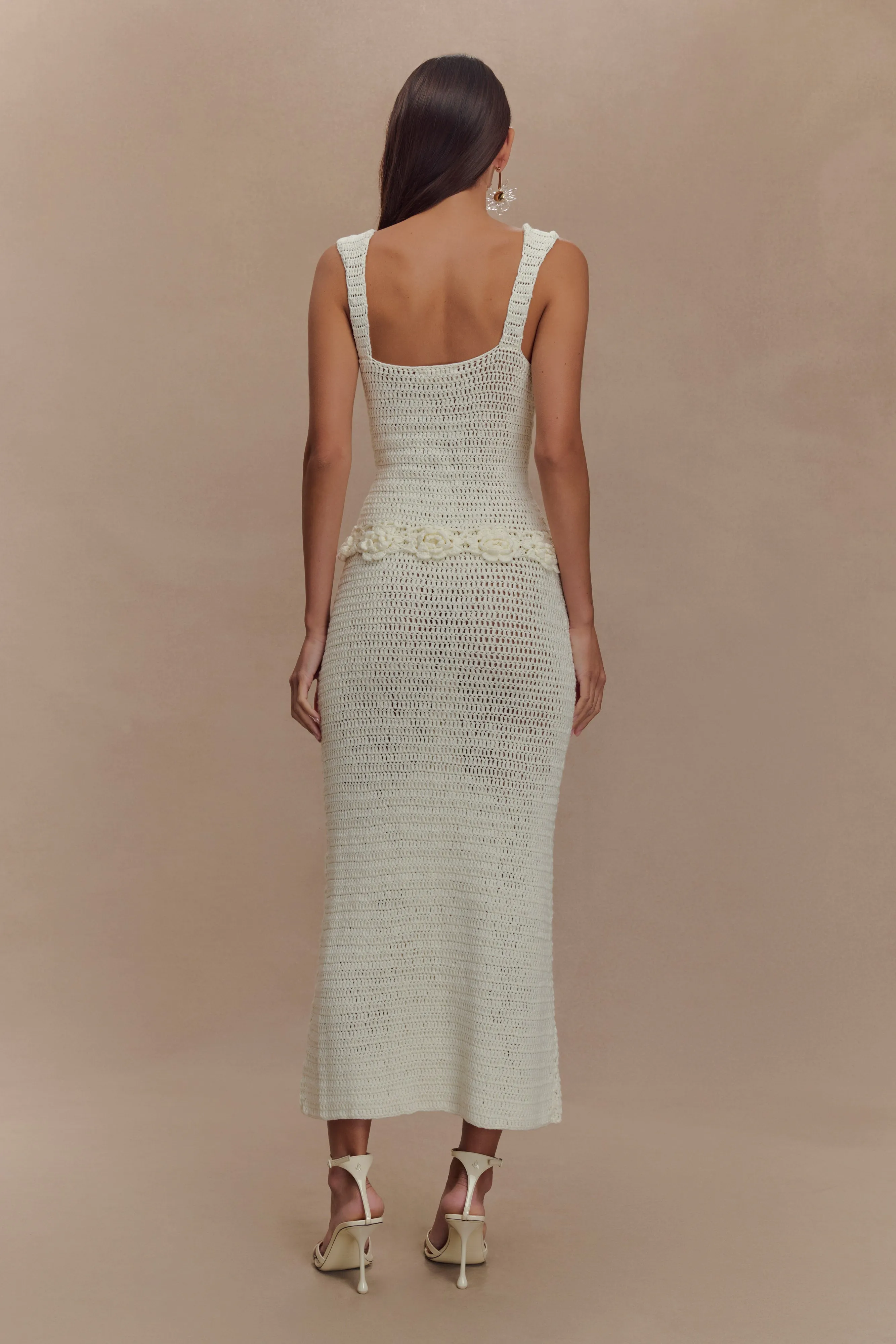 Teagan Floral Hand Crochet Midi Dress - Ivory sold by Meshki product image thumbnail 2