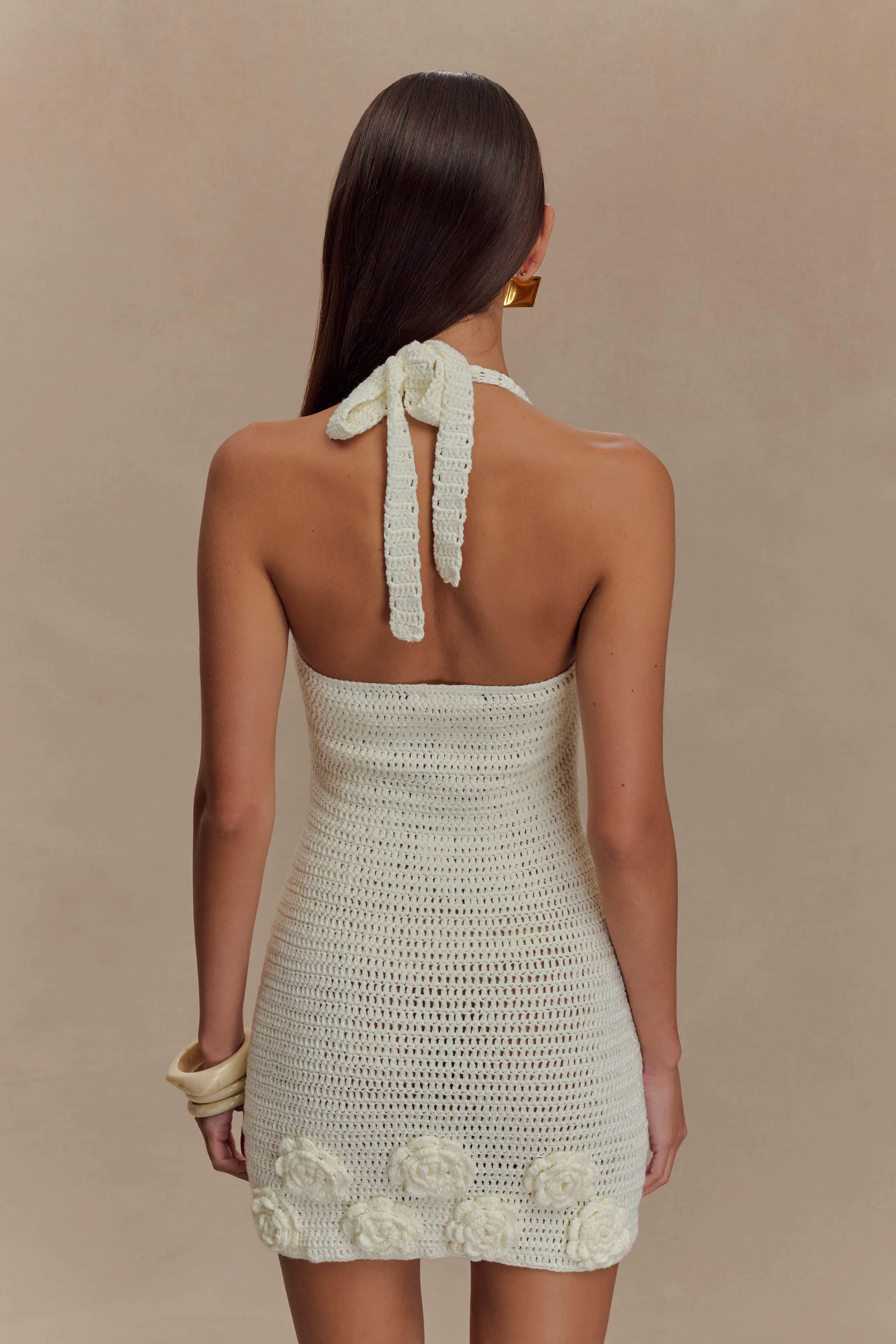 Liyah Floral Hand Crochet Mini Dress - Ivory sold by Meshki product image thumbnail 3