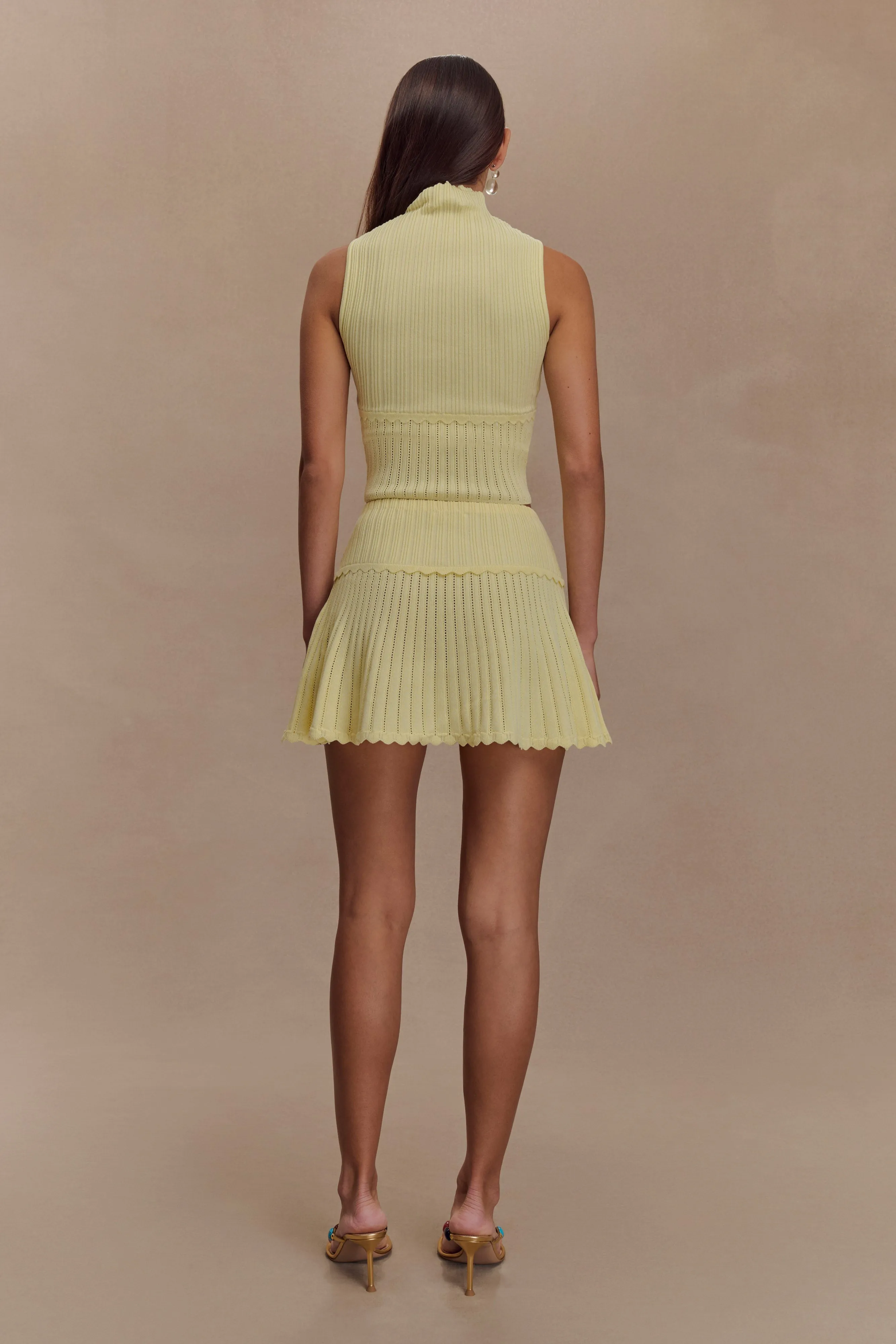 Indy Pointelle Knit Mini Skirt - Lemon sold by Meshki product image thumbnail 2