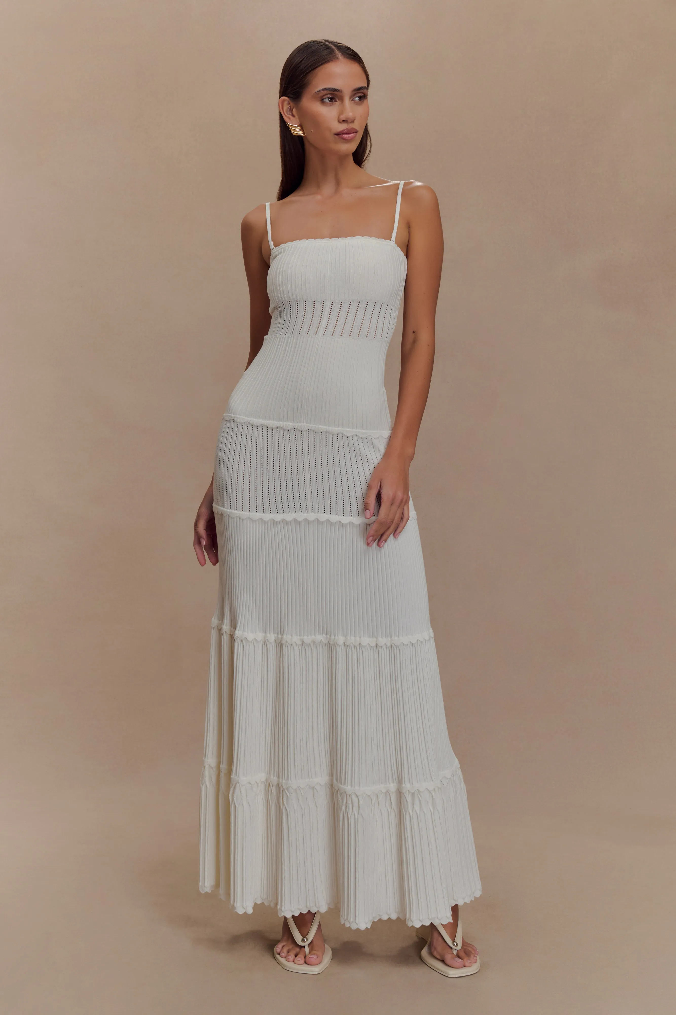 Finley Pointelle Knit Maxi Dress - Ivory sold by Meshki product image thumbnail 4