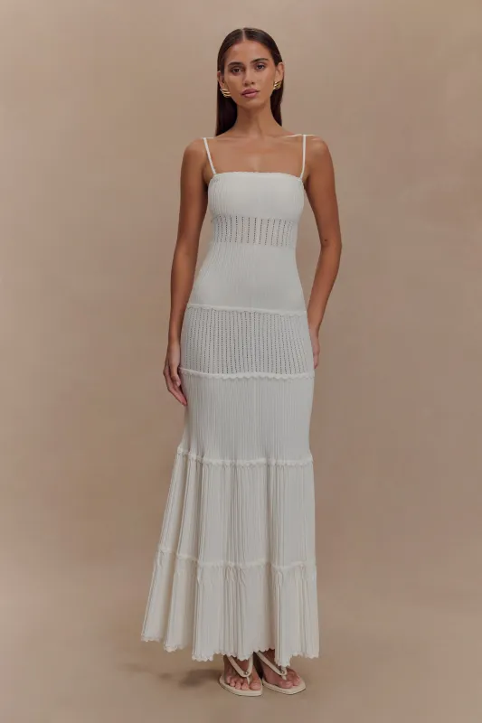 Finley Pointelle Knit Maxi Dress - Ivory sold by Meshki