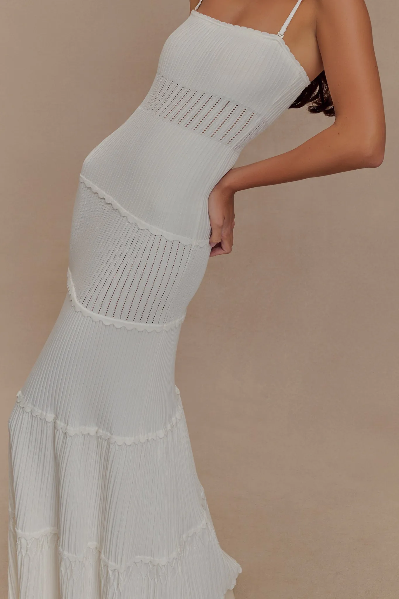 Finley Pointelle Knit Maxi Dress - Ivory sold by Meshki product image thumbnail 3