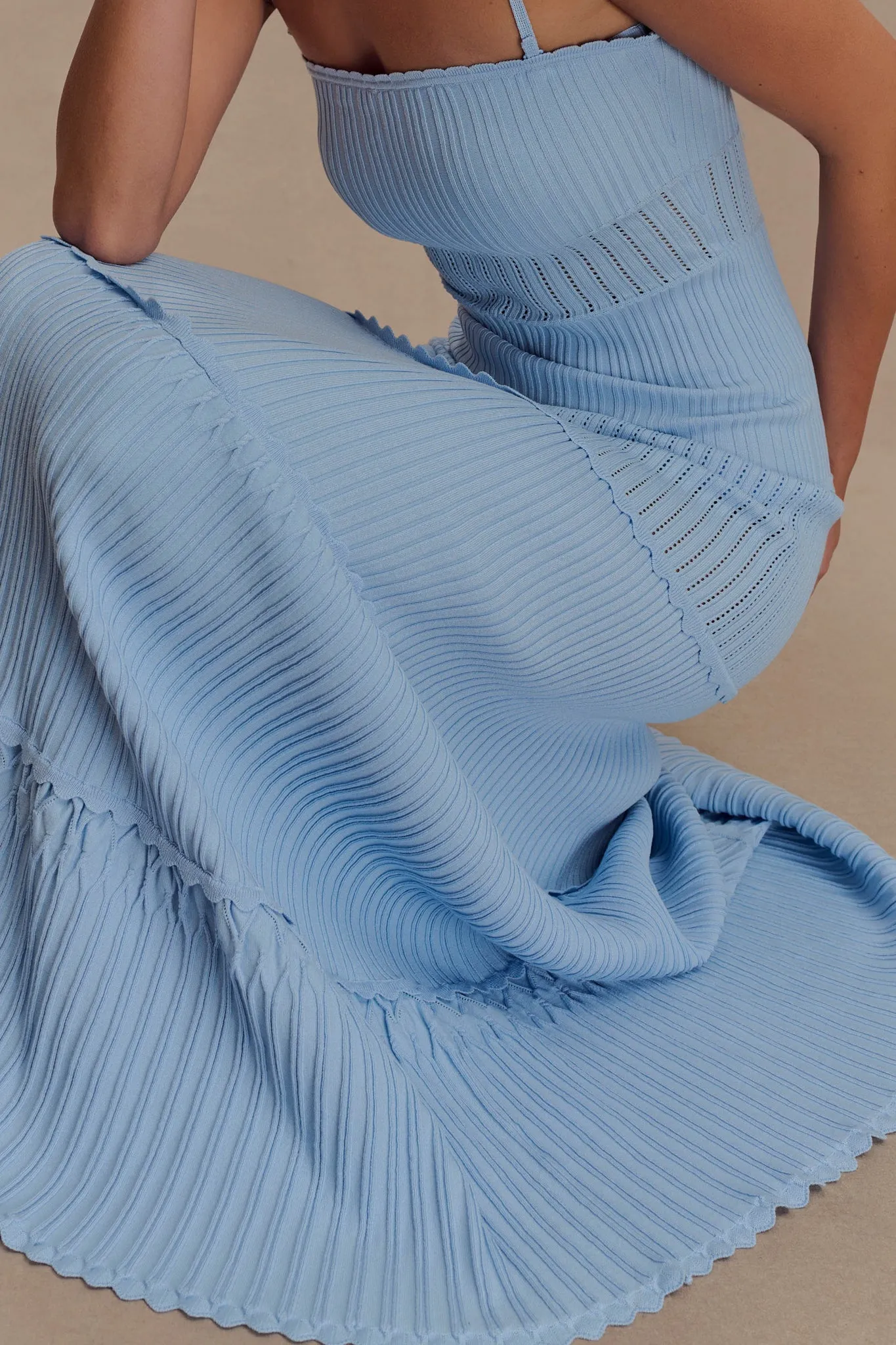 Finley Pointelle Knit Maxi Dress - Cornflower Blue sold by Meshki product image thumbnail 3